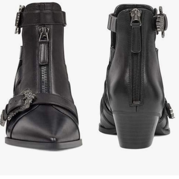 Nine West ankle Boots leather motorcycle black NWCarrillo shoe zip boot Sz 8M - Picture 16 of 16
